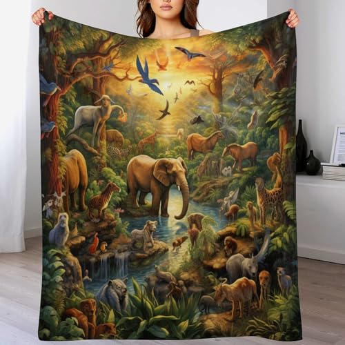 DCCCY Jungle Animals 3D Blankets Super Soft Cosy & Warm Blanket for Sofa Or Bed Flannel Machine Washable Comfortable & Stylish 150×200cm
