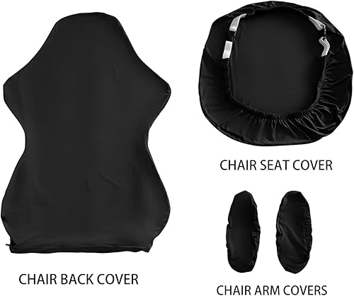 Miniatura 6 de Deisy Dee Fundas de tela elásticas de poliéster para silla reclinable de carreras y juegos (Solo fundas para silla) (Negro)