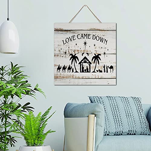 Décoration murale en bois Love Came Down : plaque vintage pour salon et chambre