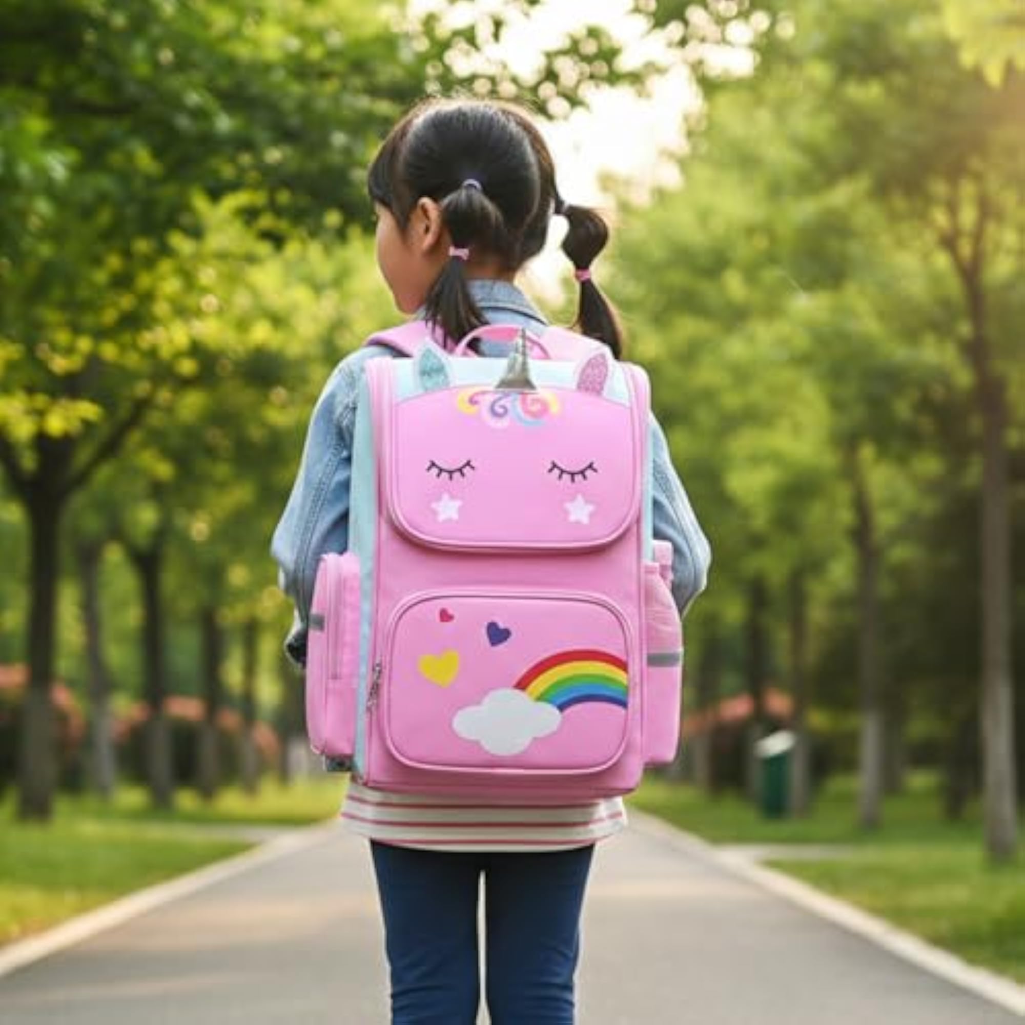Kids' Cute Unicorn Design Lightweight Waterproof School Backpack