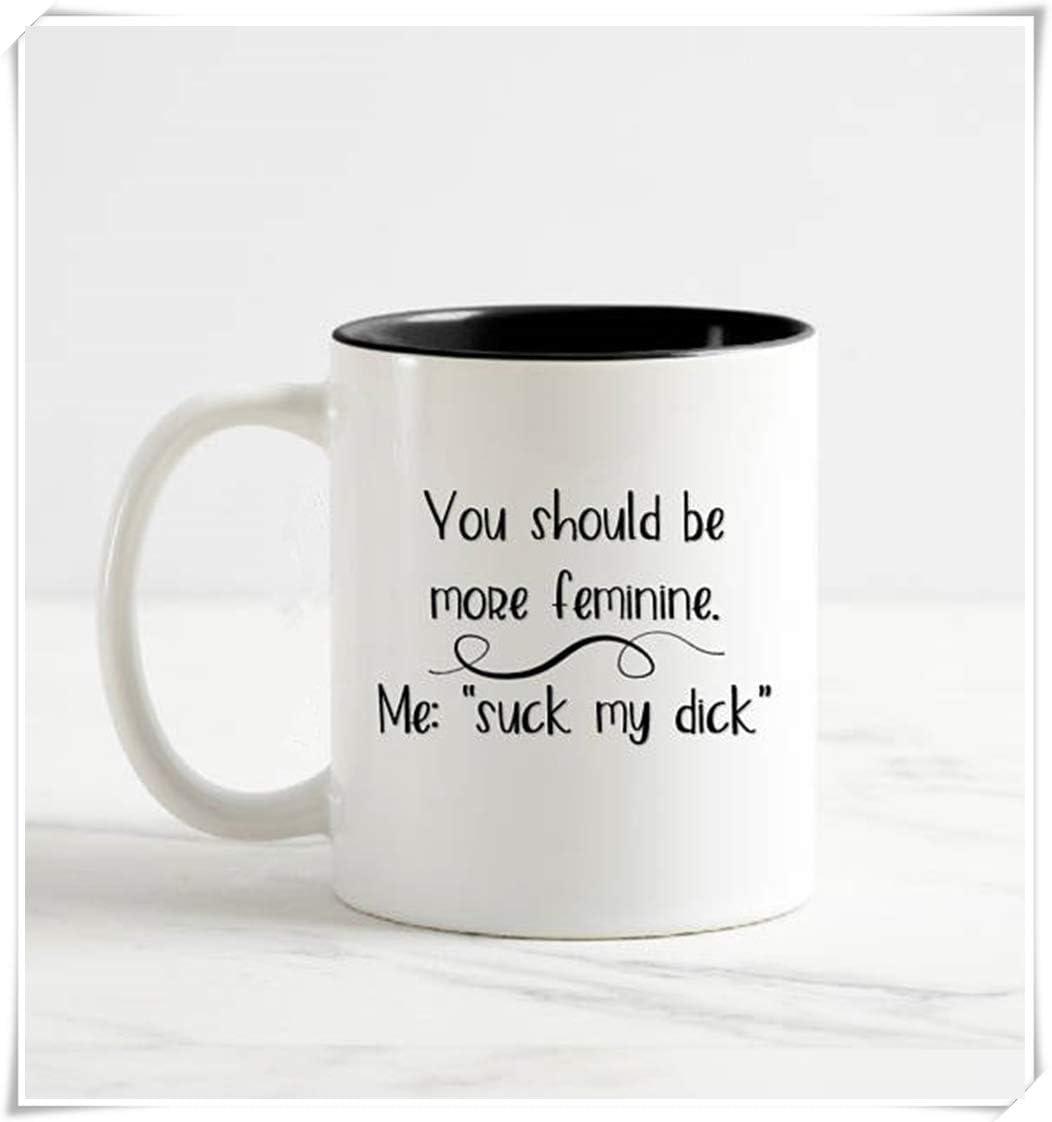 Novelty Coffee Mug - Suck My Dick Funny Coffee Mug/Cup, White/Black Ceramic Coffee Mug 11oz