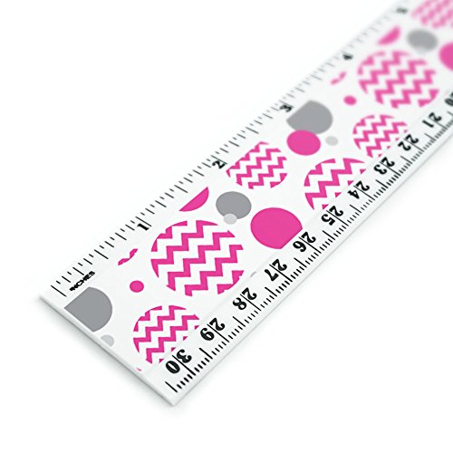 Chevrons Pink 12 Inch Standard and Metric Plastic Ruler