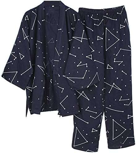 Men's Japanese Style Robes Kimono Pajamas Suit Meditation Set