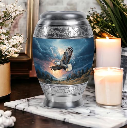 Image of Eagle Urn for Ashes Decorative Urns for Funeral 10 Inch Large | Decorative Urns for Funeral, Large Cremation Urn for Ashes Adult Male, Unique Urns for Human Ashes Adult Female