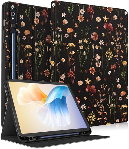 Wazzasoft for Samsung Galaxy Tab S9/S9 FE/S10/S10 FE/S10 Lite Case 10.9 Inch - Smart Folio Cover with Build-in Pencil Holder Women Girls Design for Samsung Tablet S9 Cover 11 inch Retro Floral