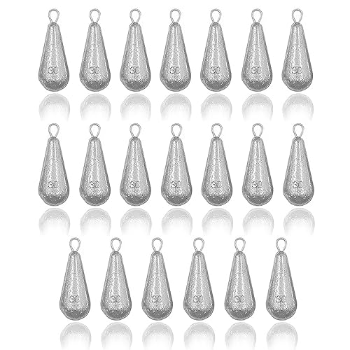 HOBKEY Kit de pesas de pesca de 20 piezas, pesas de tiro, plomo de pesca, plomo de pera, plomo de pesca, juego de plomo de tiro de pesca para aparejos de pesca al aire libre (28 g)