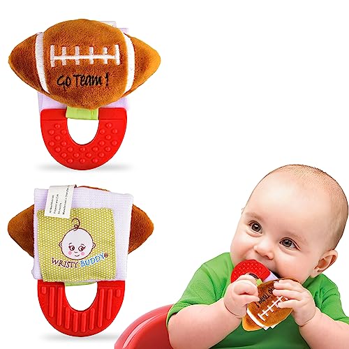 Image of Wristy Buddy Teething Ring for Babies 0-6 8 10 12 Months | Cute Soft Football Teething Toys & Gloves | Baby Teething Relief Toy Pack | Infant Chew Toys for 3-6 Months, 1 2 3 Years