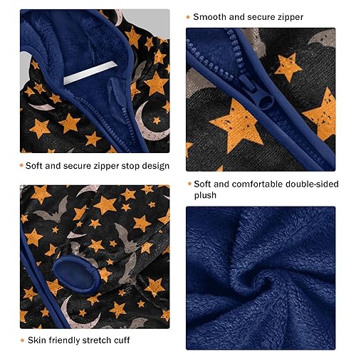 Bats Stars Moon Boys Fleece Hoody Jacket Zip Up Coat Warm Fall Winter Plush Jacket Long Sleeve Outerwear3