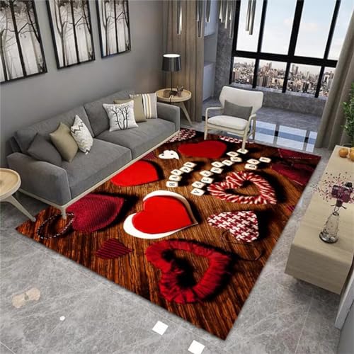 Tapis de salon lavable 200x250cm antidérapant à poil court rouge - 2