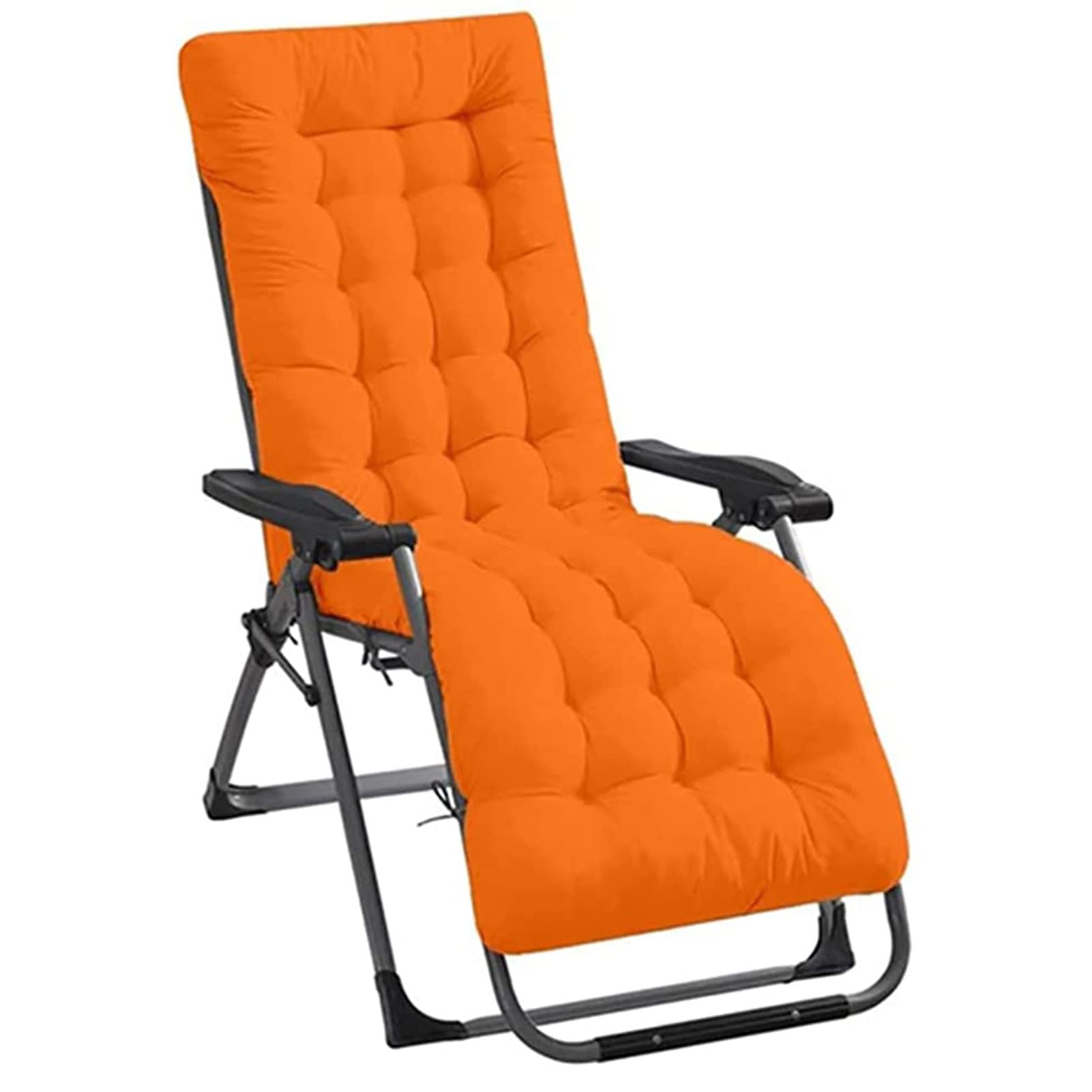 PIPOEI Relaxation Deck Chair Pad Lounger for Travel, 8cm Thick Breathable Deck Chair, Lightweight Sun Lounger for Patio Indoor Outdoor Reclining Cushion - 155x48x8cm(No Deck Chair)(Color:Orange)