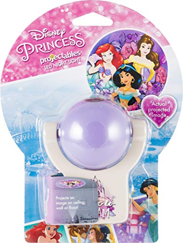 Image of Projectables Disney Princess LED Night Light Plug-in, Dusk-to-Dawn, Ariel, Belle, and Jasmine on Ceiling, Floor, or Wall, Ideal for Girls Room, Nursery, Playroom, Bathroom, Bedroom, 13230, 1-Image