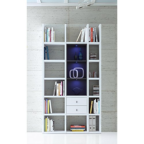 Wandregal Bücherregal Toleo238 von FiF | In Weiss Hochglanz mit LED | 119.6 x 221.2 x 33.2 cm - 4251016347924 Wandregal Bücherregal Toleo238 von FiF | In Weiss Hochglanz mit LED | 119.6 x 221.2 x 33.2 cm