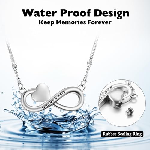 XIUDA Infinity Cremation Jewelry Heart Urn Necklace for Ashes Stainless Steel Urn Pendant Memorial Ashes Necklace for Women Men4