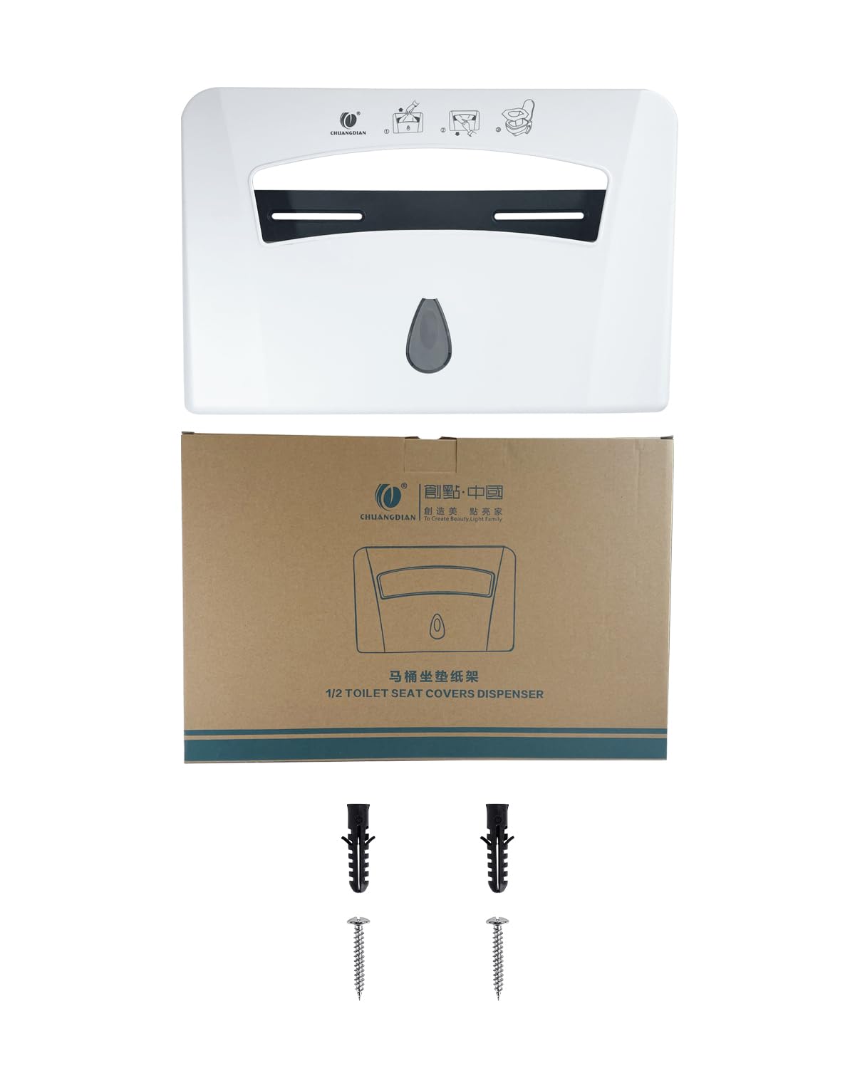 Dispensador de fundas para asiento de inodoro CHUANGDIAN, montado en pared, blanco