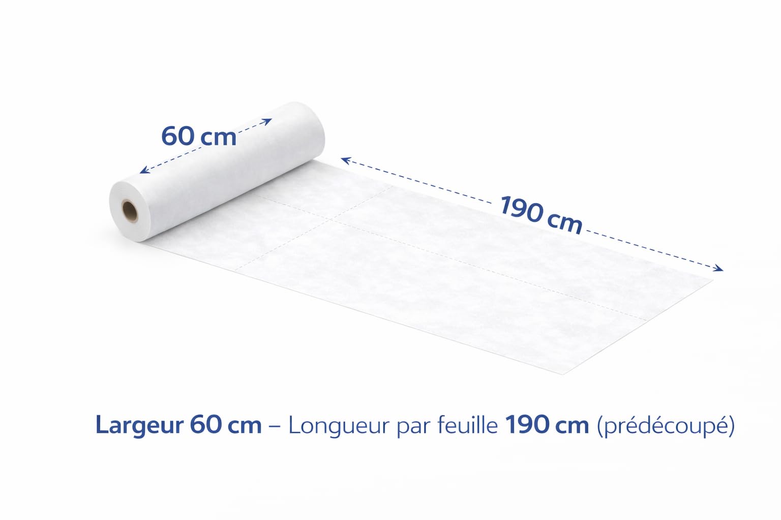 12 Rouleaux - Drap d’Examen Papier Médical 60 cm – Prédécoupe Longue 1,90 m – Grande Largeur – 30 Formats/rouleau – Table Massage, Esthétique, Ostéopathe, Cabinet Médical
