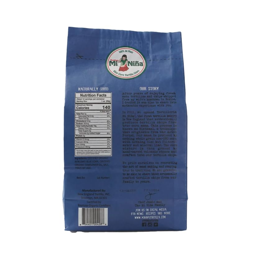 Mi Nina Chip Tortilla Sea Salt Blue Corn 12 oz (Pack of 9)