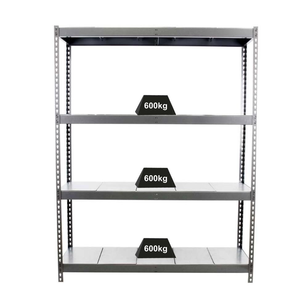 PROREGAL Schwerlastregal Metal Beast Four | HxBxT 200x180x75cm | Fachlast 600kg | Grau | Regal Standregal Werkstattregal Lagerregal Kellerregal