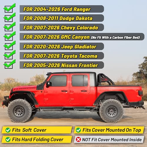 Image of MONOKING Roll Bar for Mid Size Pickup Truck with Brake Light, Sport Bar for Tonneau Cover for 2007-2026 Tacoma Gladiator Colorado Ranger Canyon Frontier Dakota