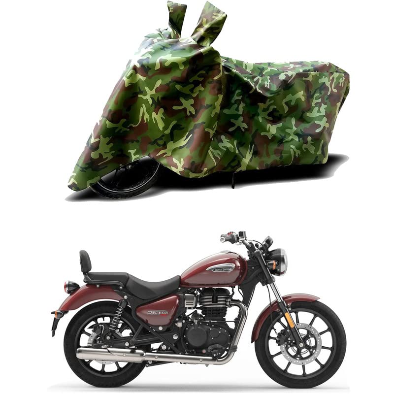 Image of 100% Water Resistant Bike Scooty Two Wheeler Body Cover Compatible for Royal Enfie Super Meteor 650 /UV-Rays /Heat Protection /Birds Dropping /Scratchproof /Dust Proof /Waterproof /All [Green MJ]