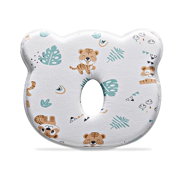 Image of Car Seat Head Support Cushion for Stroller Soft Breathable Travel Support (Tiger)