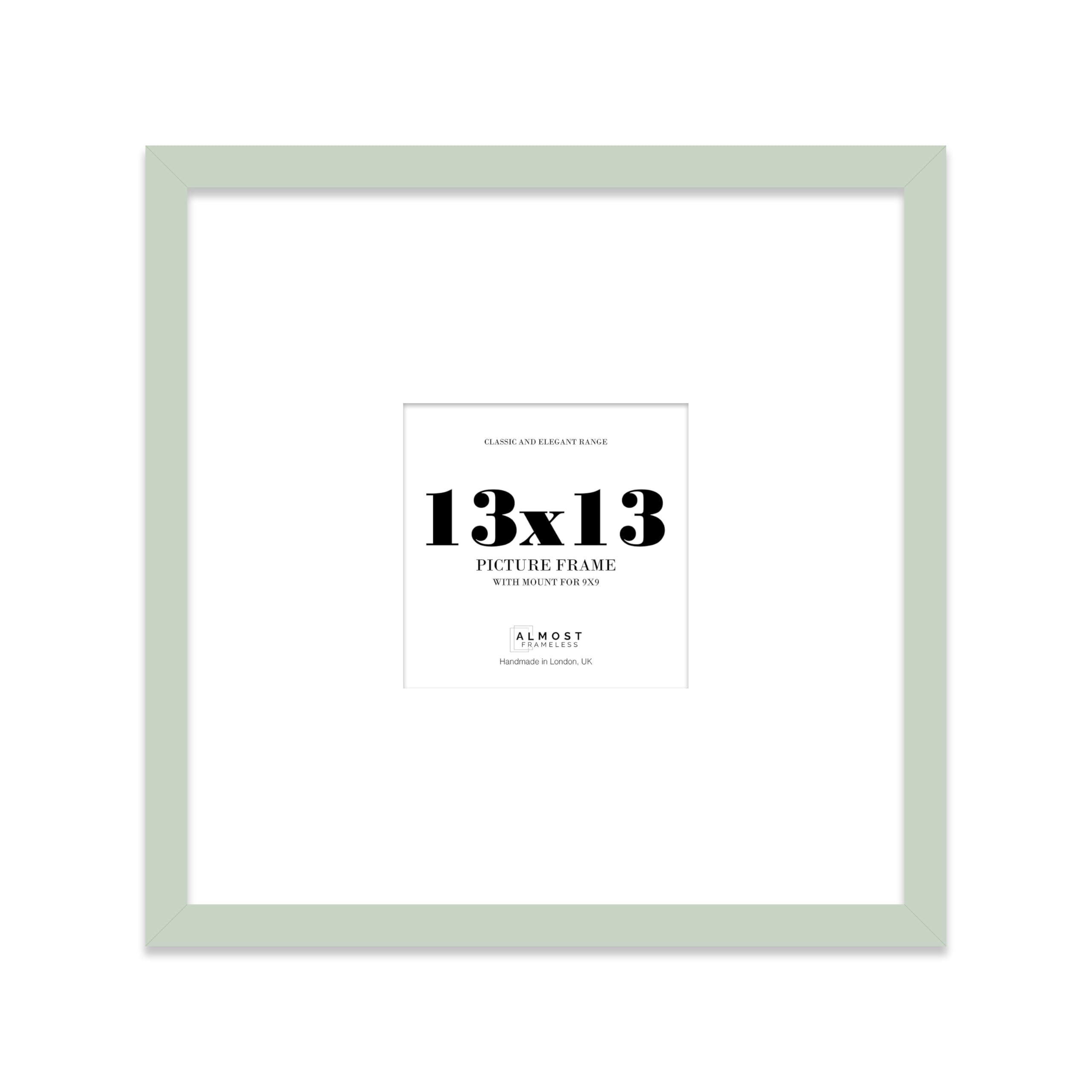 13x13" Square Picture Frame, Display Pictures 9x9" With Mat or 13x13" Without Mat, Wall Hanging & Free Standing Photo Frame, Mint Green, 1 Pack โ image 1