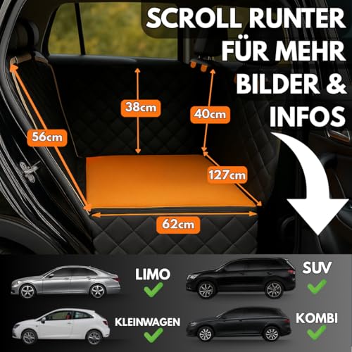 Clever Dreams Hundedecke Auto Rückbank - wasserdichte Autoschondecke für Hunde mit festem Boden & Abnehmbarer Schmutzfangmatte, rutschfest & Kratzfest