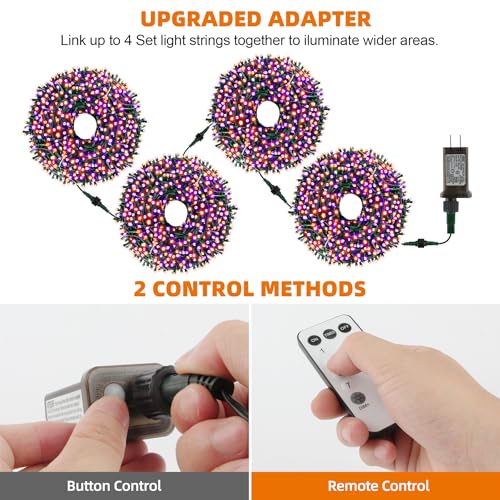 Chuya Halloween Lights Outdoor Indoor,Orange Purple Lights 300 LED 105FT - image 4