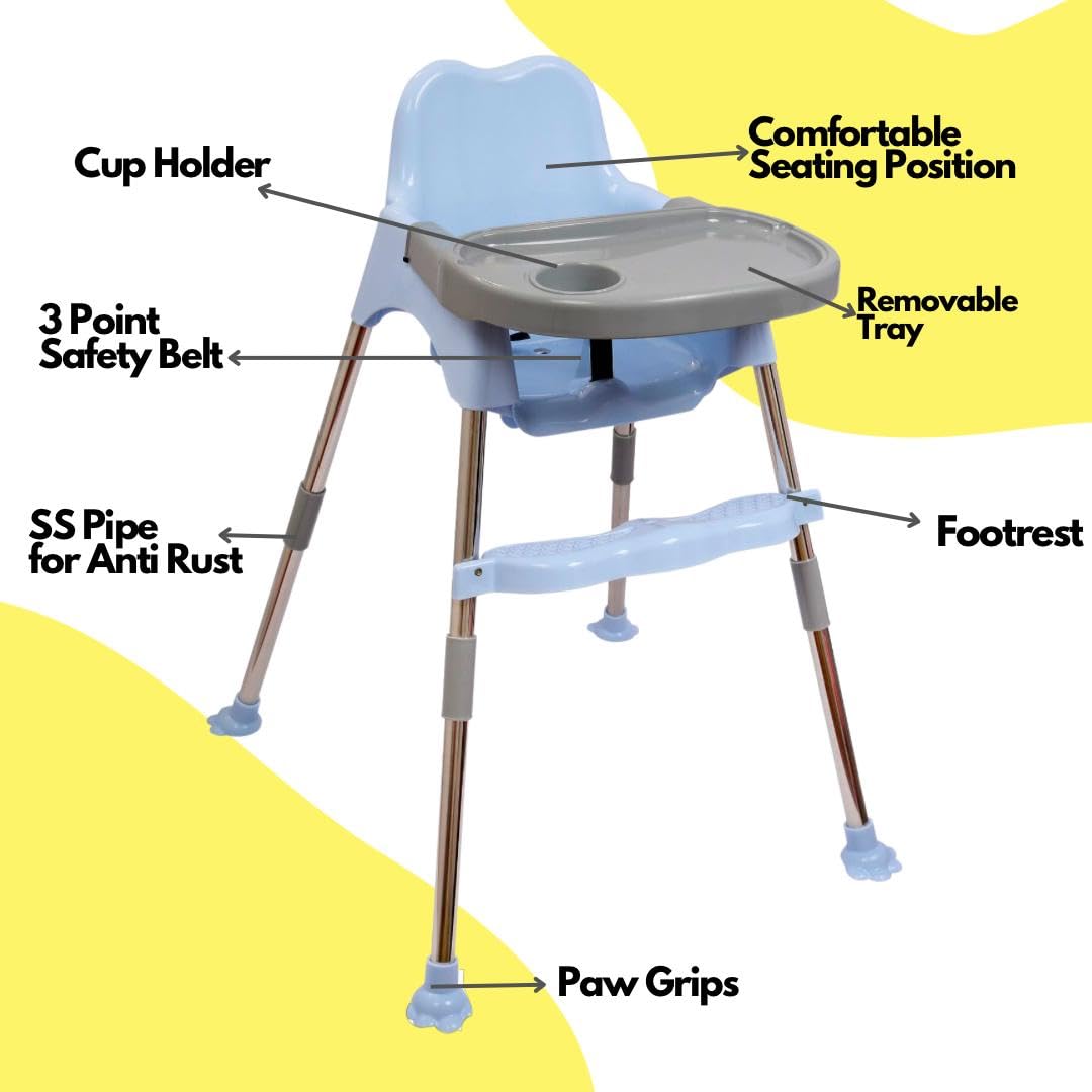 My Giraffe 3 in 1- Easy to Clean Bobo Blue Baby Dining Chair with Footrest and Tray, Upto 20 kgs(Light Blue) - Image 2 thumbnail