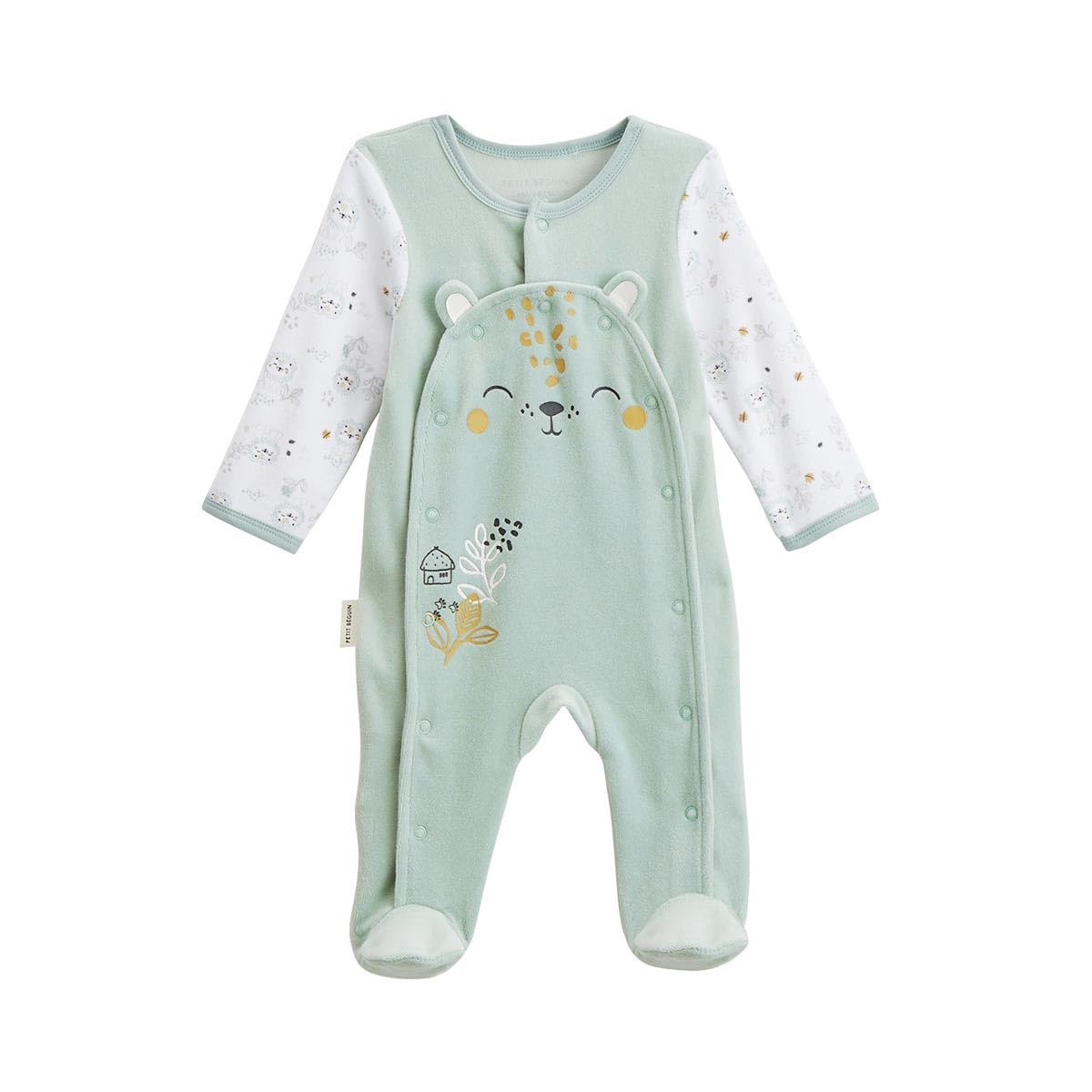 Petit Béguin - Pyjama bébé en velours ouverture pont Kenya