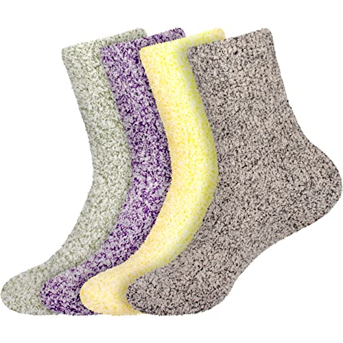Image of BambooMN Women's Fuzzy Warm Feather Soft Socks - Value Packs