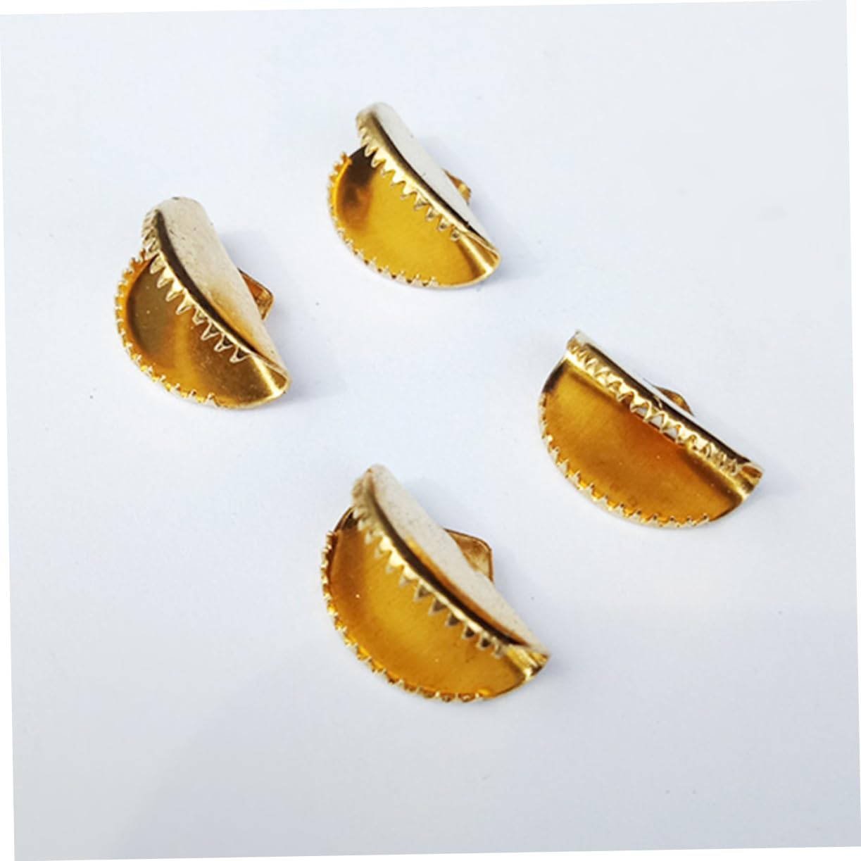 HOODANCOS 60 Pcs 20mm Semicircle Fastener Clasps Crimp End Clamps Waistcoat Buckles Tassel Clips Petal Fringe for Choker Necklace Bracelet Making