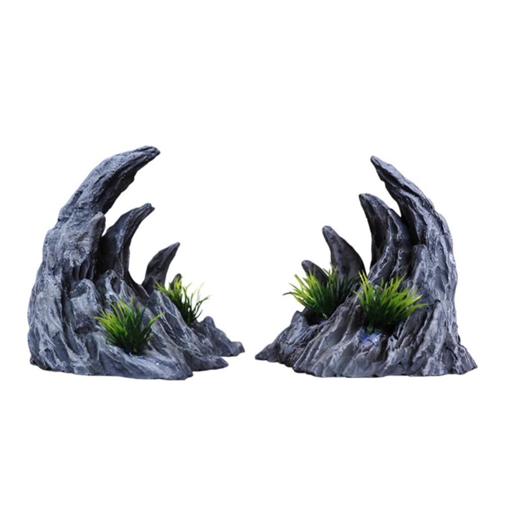 Hapihom2 Pieces Aquarium Decoration Hiding Cave Simulation Landscaping Rock Garden Ornaments Hiding Cave Shelter for Aquarium Fish Tank Aquarium Decoration Small