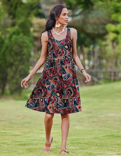 Image of Zeagoo Womens Summer Sundress Boho Floral Casual Tank Dresses with Pockets Sleeveless Tiered Swing A Line Beach Dress
