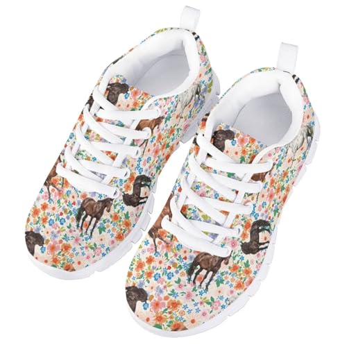 SYtrade Girl's Running Shoes Lace Up Walking Tennis Sneakers Lightweight White Sole3