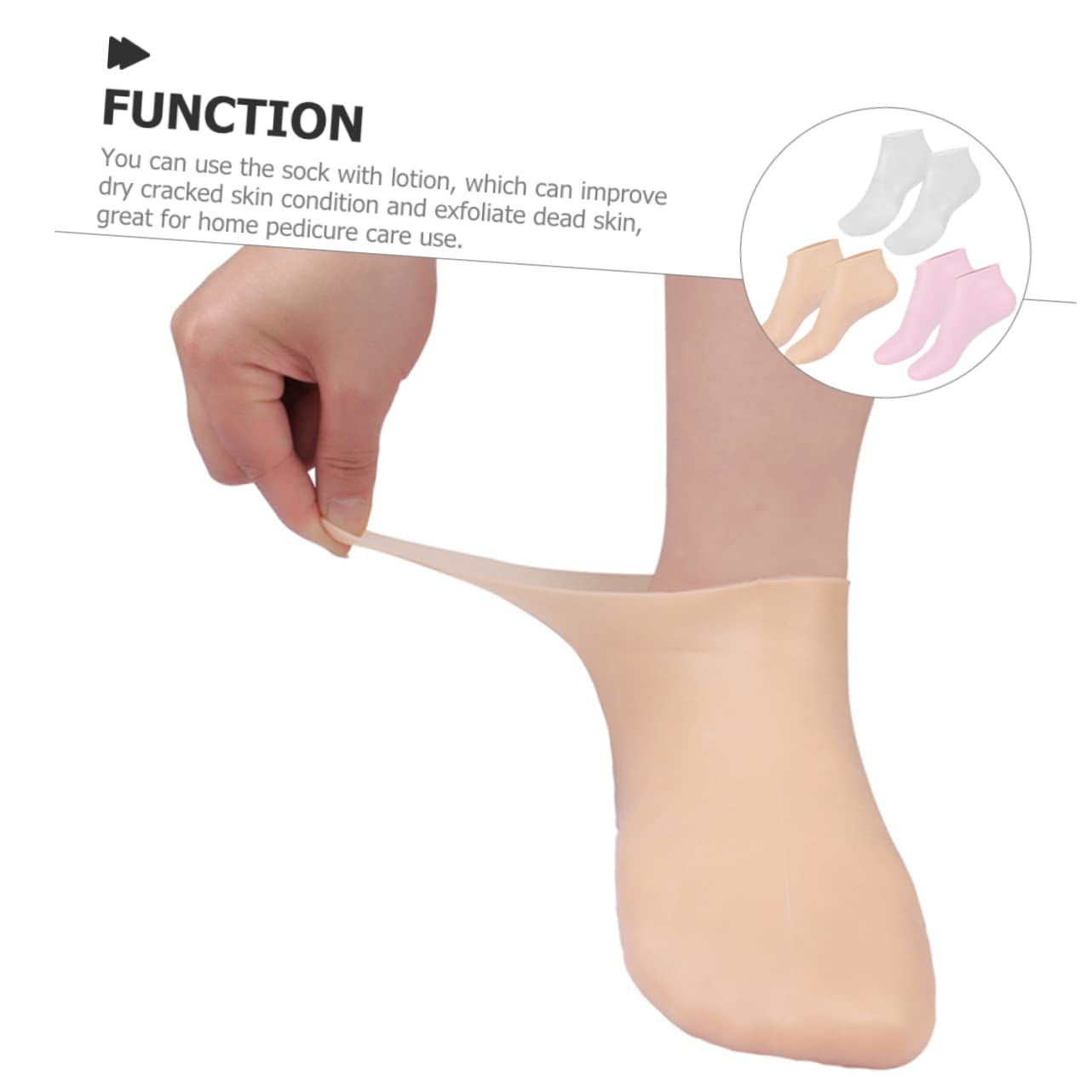 Ipetboom 3Pairs Moisturizing Spa Socks Elastic Lotion Socks for Foot Care Overnight Hydration Treatment for Cracked Heel Repair Skin Tone and Transparent