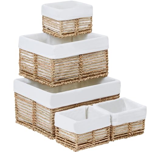 Vagusicc SEAGRASS Storage Baskets, Rectangular Wicker Baskets cover