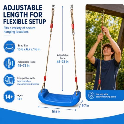 Columpio Infantil Niños Bebe con Cuerda Regulables Exterior Interior Azul 4