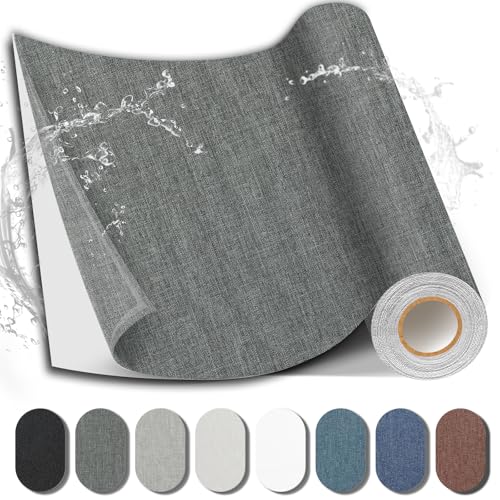 Shagoom Fabric Repair Patch, Fabric Large Repair Tape, Self-Adhesive Patches for Furniture, Sofa, Car Interior, Shoes, Hand Bag, Clothing (Dark Grey, 3.5X79 Inch)