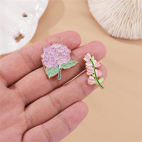 Image of Violet Lily Flowers Brooch Colorful Plant Enamel Pin Cartoon Plant Enamel Pins Gift for Women Girls Colorful Flowers Brooch Badge Pins for Dress Corsage Jackets Backpacks
