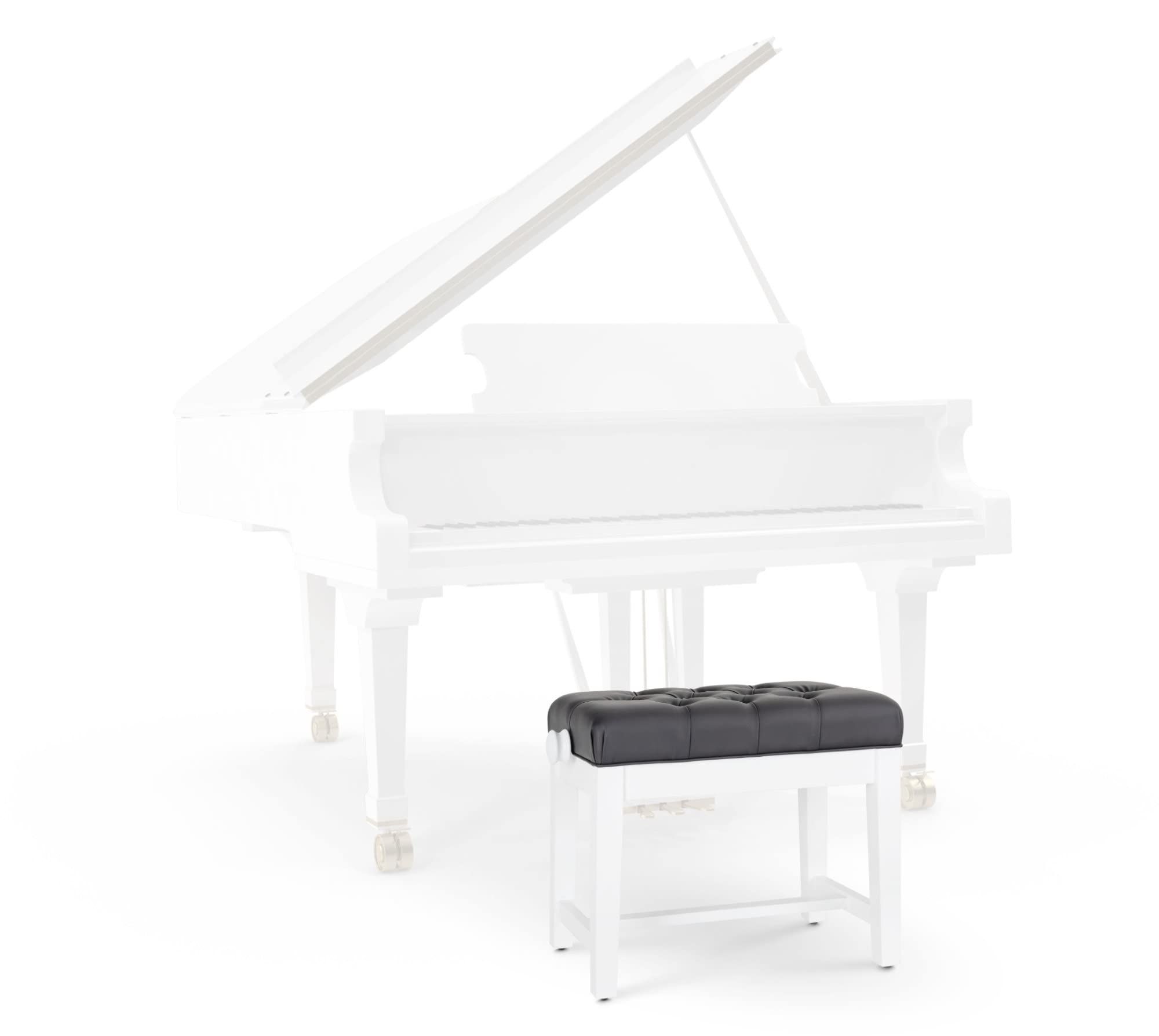Classic Cantabile Pianobank Modell X - Festverleimte Pianobank - Schwarze Sitzfläche im Chesterfield-Stil - Höhenverstellbar von 48,5-56 cm - 4-fache Kreuz-Mechanik - Weiß Matt