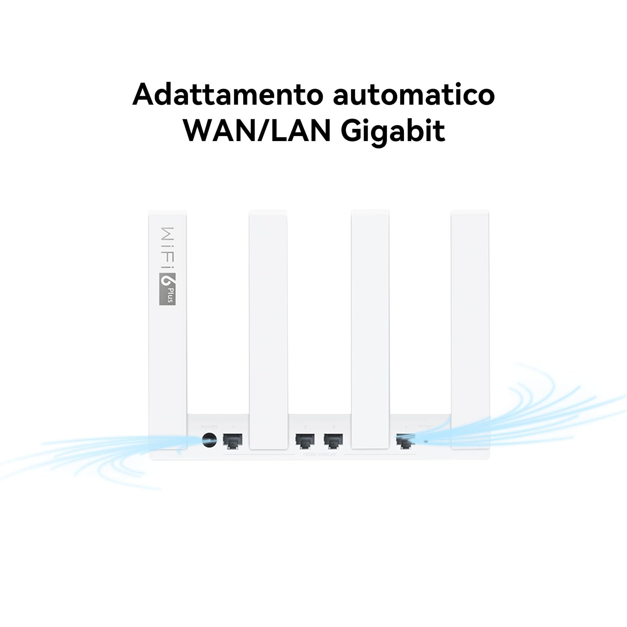 HUAWEI WiFi AX3, Router Wireless Dual Band Gigabit Wi-Fi 6 AX3000, 4 porte GE WAN/LAN auto-adattative, Sicurezza HomeSec™, Ideale per Gaming Xbox/PS5/Steam e 8K, Esclusiva Amazon