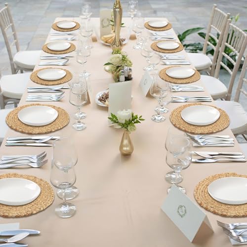 Image of Kochorie Set of 6 Round Woven Placemats 13.5-Inch Natural Water Hyacinth Plant Placemats Hand-Woven Boho Rattan Placemat Wicker Weave Table Mats for Home Dinner Plates Holiday Supplies