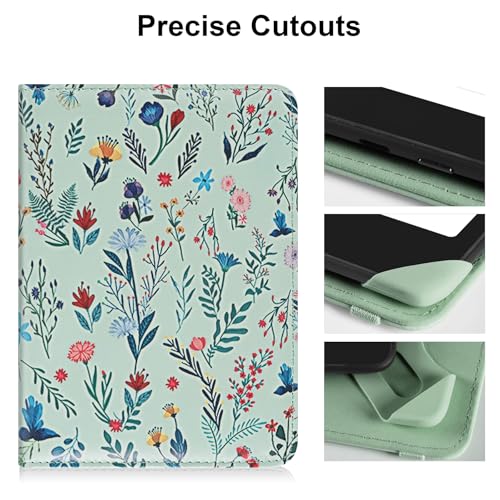 Image of HoYiXi Universal Case for 6.8 Inch 7 Inch Kindle eReaders Compatible with Paperwhite /Kobo /BOOX T68 /iReader Ocean,6.8-7 inch eReaders Protective Case Cover Elastic Rope,White Flowers