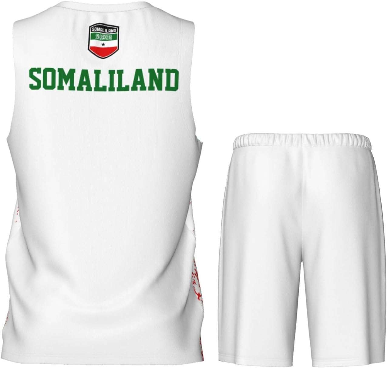 Somaliland Flag Grain Basketball Jersey Uniform Suit for Men Adults Training Athletic Set