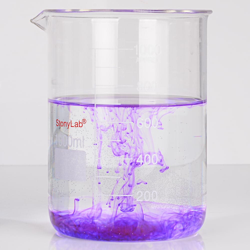 stonylab Szklana Zlewka 1 Opakowanie, Borokrzemianowa Szklana Miarowa Zlewka Niska Griffina z Wylewem, 1000 ml