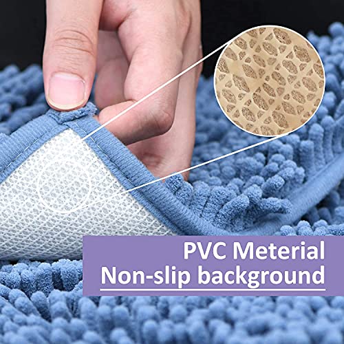Image of Bathroom Rugs Bath Mats for Batroom Chenillen Bath Rug Set 3 Piece Non-Slip Bath Mats, Absorbent Shaggy Rugs, Machine Wash, Perfect Plush Bathroom Mats, Bathroom Carpets Set Sky Blue