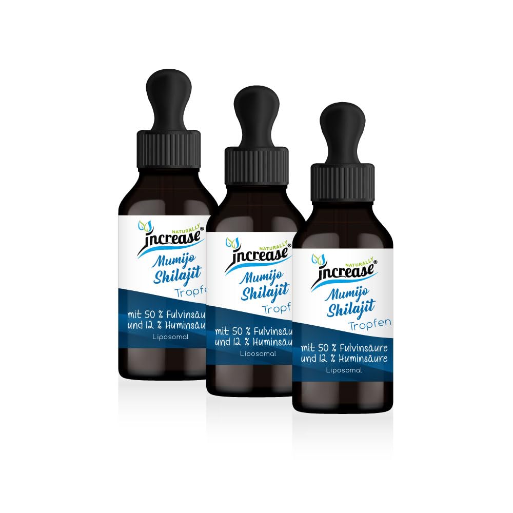 Nimm 3, zahl 2 Aktion Liposomale Shilajit Tropfen hochdosiert - 2000mg Shilajit pro Tag (180.000mg in 3 Flaschen) - 50% Fluvinsäure und 12% Huminsäure - MCT Öl C8 & C10 - Hohe Bioverfügbarkeit