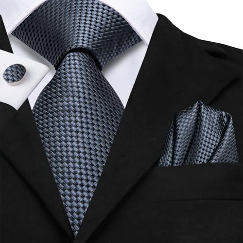 Image of Hi-Tie Men's Tie Sets Silk Paisley Striped Necktie Pocket Square Cuff-links Sets Wedding Business Holiday
