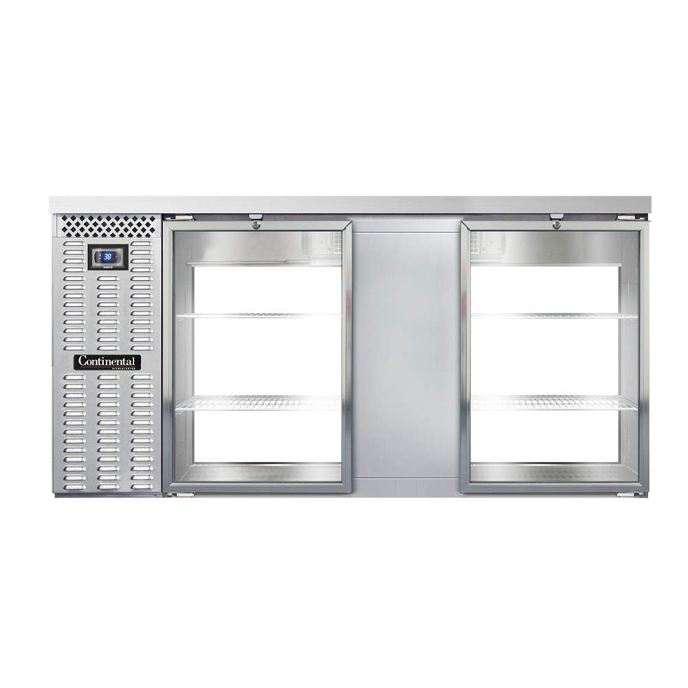 BBC69-SS-GD-PT Two Section Glass Door Refrigerated Pass-Thru Back Bar Cooler by Continental Refrigerator – 26.0 cubic_feet