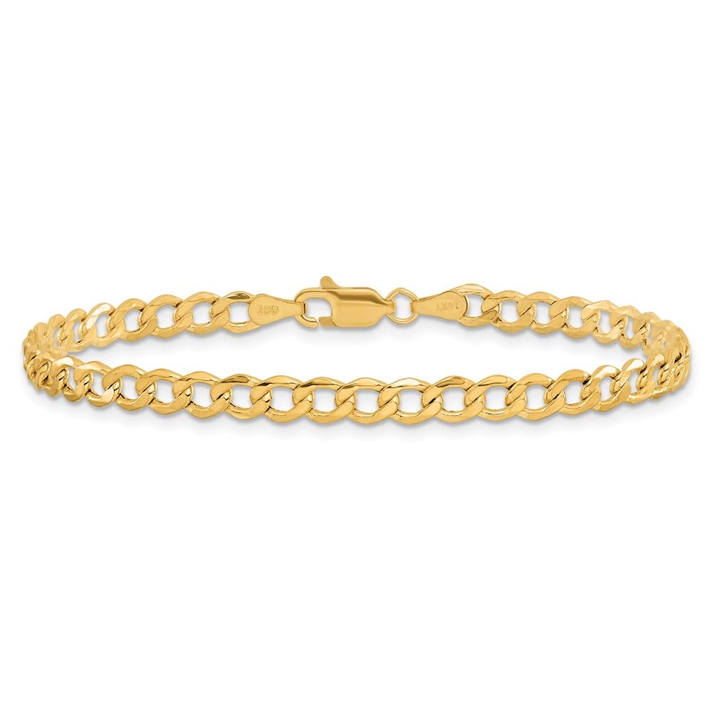 IceCarats 14K Solid Yellow Gold 4.3mm Curb Link Chain Bracelet